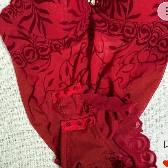 NWT! VINTAGE FREDERICK'S OF HOLLYWOOD DEEP RED BODYSUIT, Large - Picture 4 of 6